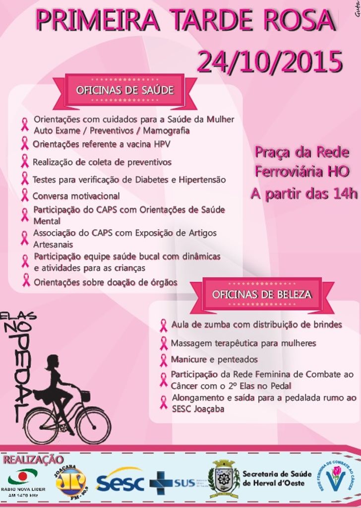 Primeira Tarde Rosa vai promover ações de conscientização sobre o câncer de mama
