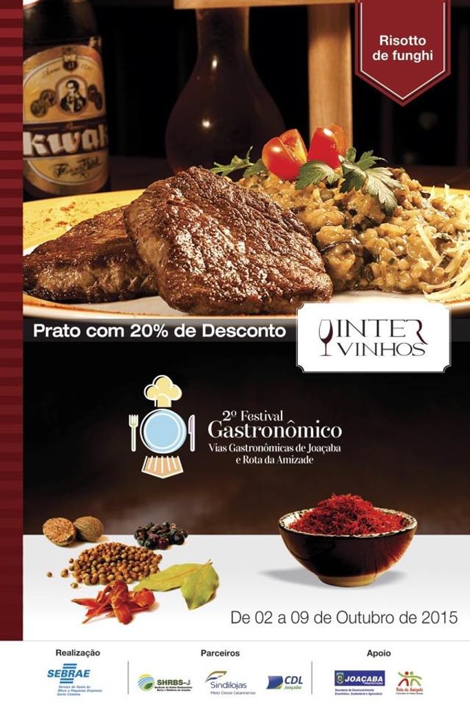 Festival Gastronômico começa nesta sexta, 02, com descontos de 20% em 14 bares e restaurantes