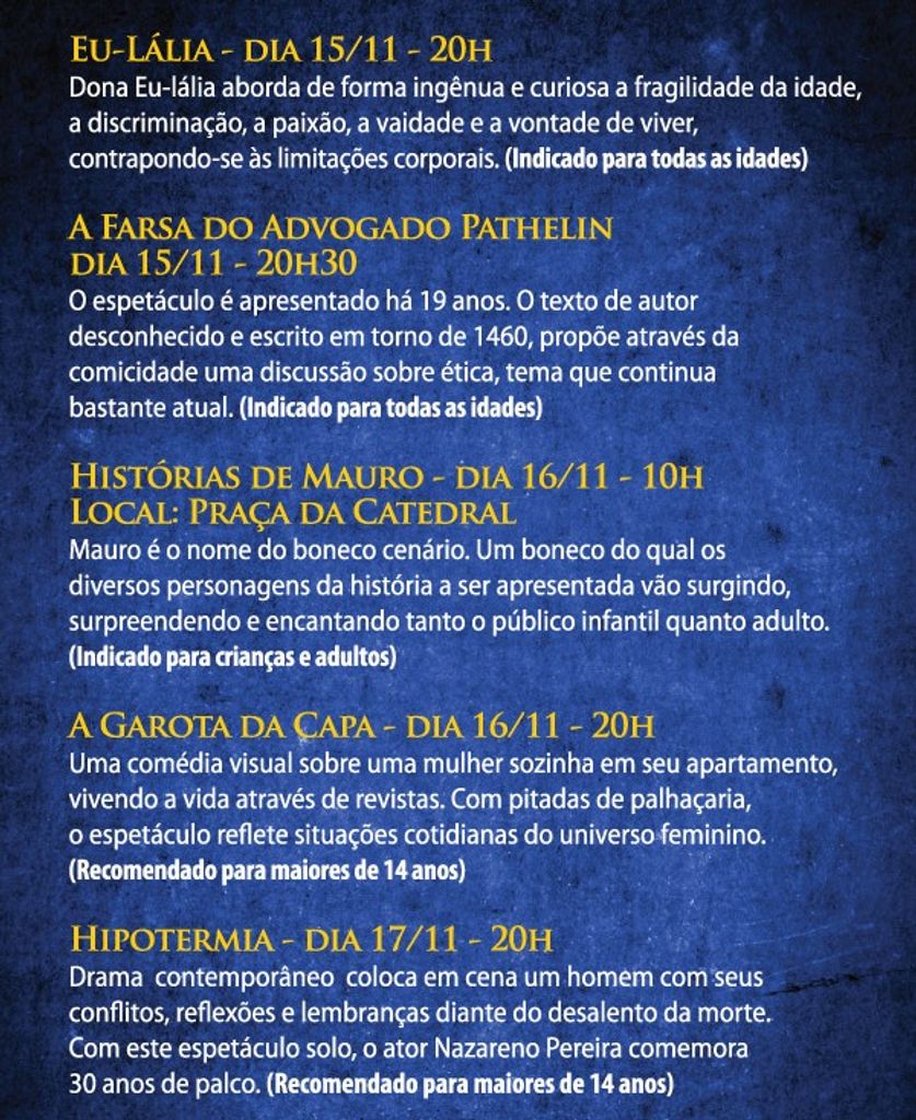 Festival Itinerante de Teatro traz a Joaçaba cinco espetáculos gratuitos