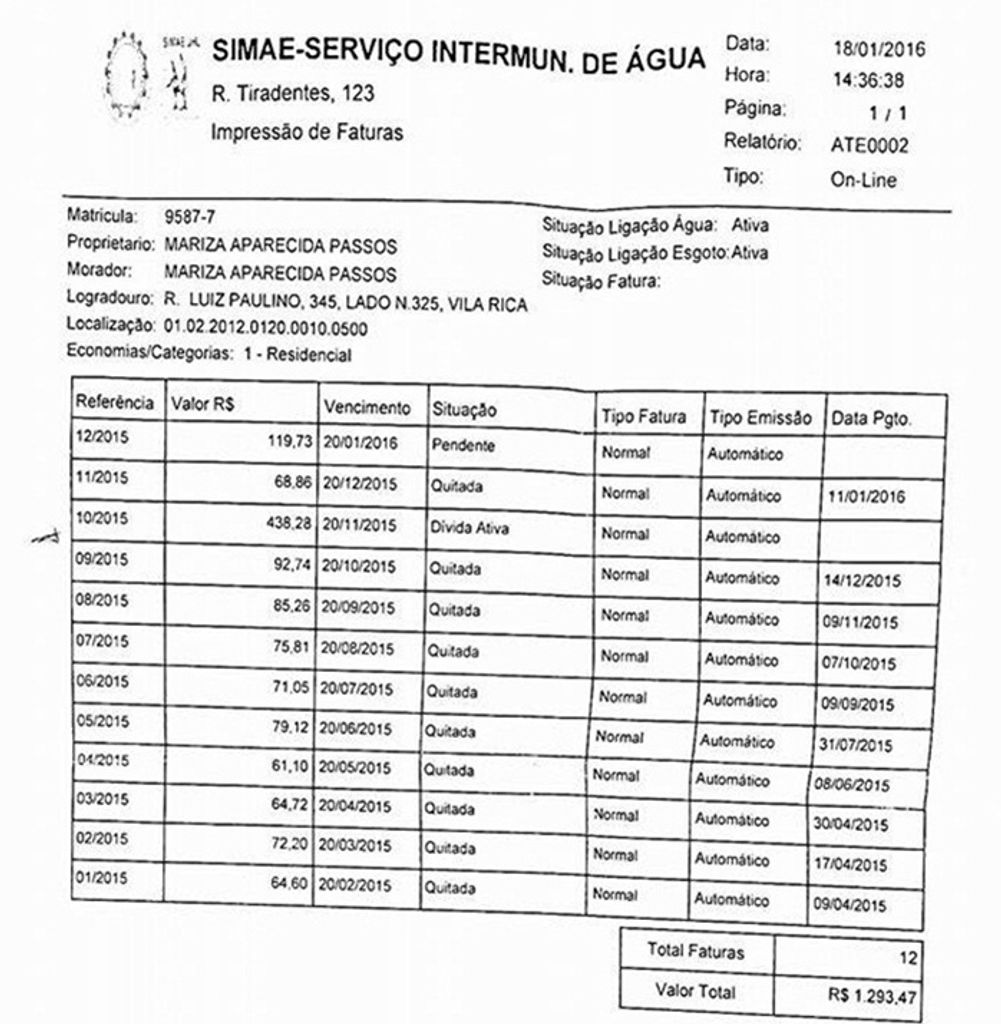 Moradora de Herval d’ Oeste reclama de cobrança de mais de R$400,00 na fatura de água