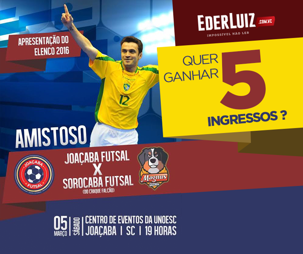 Confira quem levou os ingressos para o jogo do Joaçaba Futsal contra o time de Falcão
