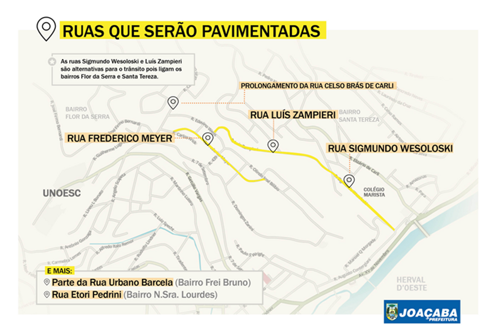 Prefeitura de Joaçaba irá pavimentar ruas de quatro bairros
