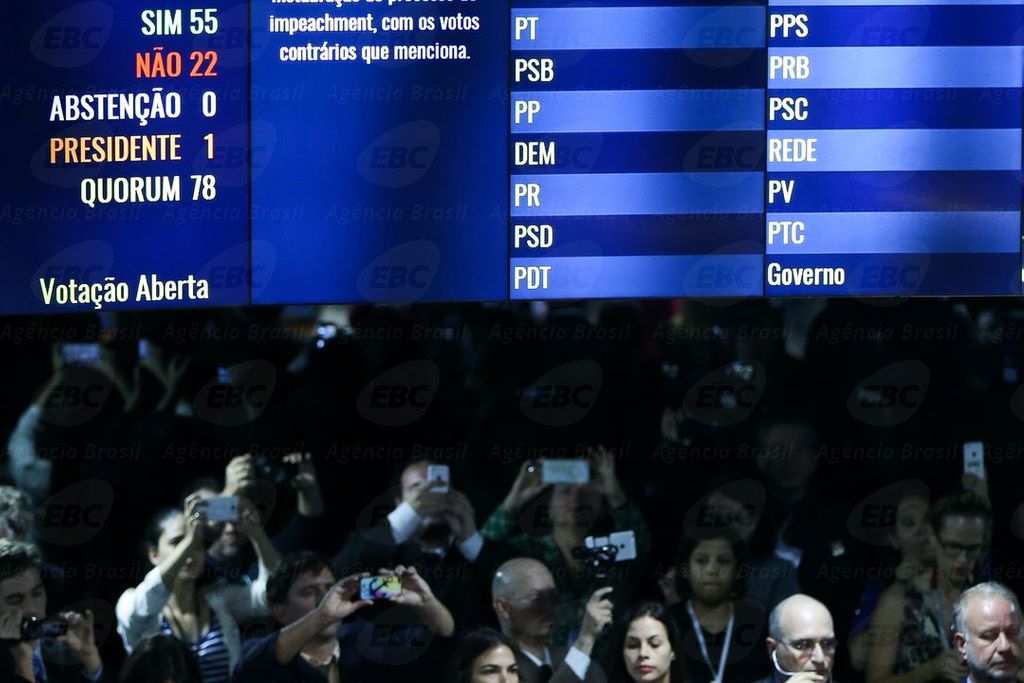 Por 55 a 22 votos, Senado abre processo de impeachment e afasta Dilma