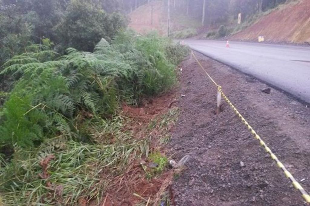 Carro desce ribanceira de cerca de 7 metros após sair da pista