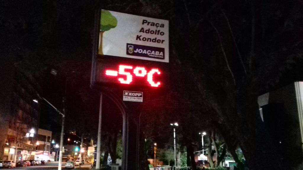 Semana começa gelada com -2ºC em  Joaçaba