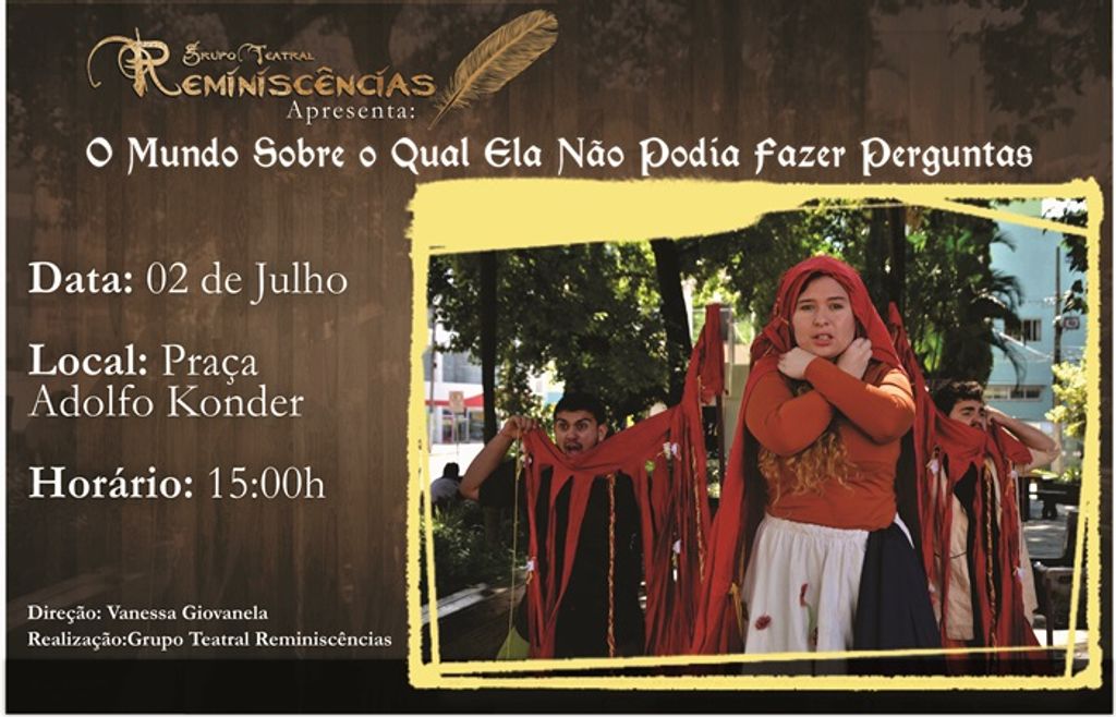 Grupo Teatral Reminiscências apresentará peça na Praça Adolfo Konder em Joaçaba