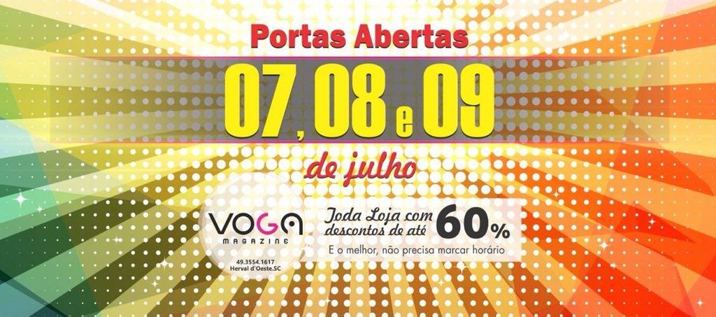 Liquidação Portas Abertas na Voga Magazine