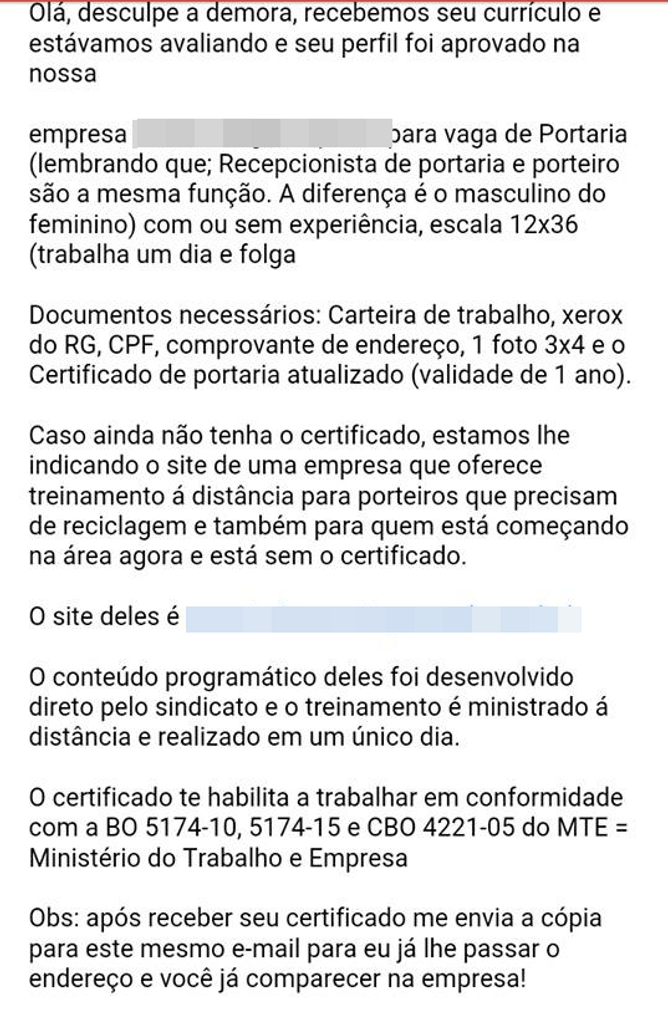 Leitora denúncia que quase foi vítima do golpe do emprego falso