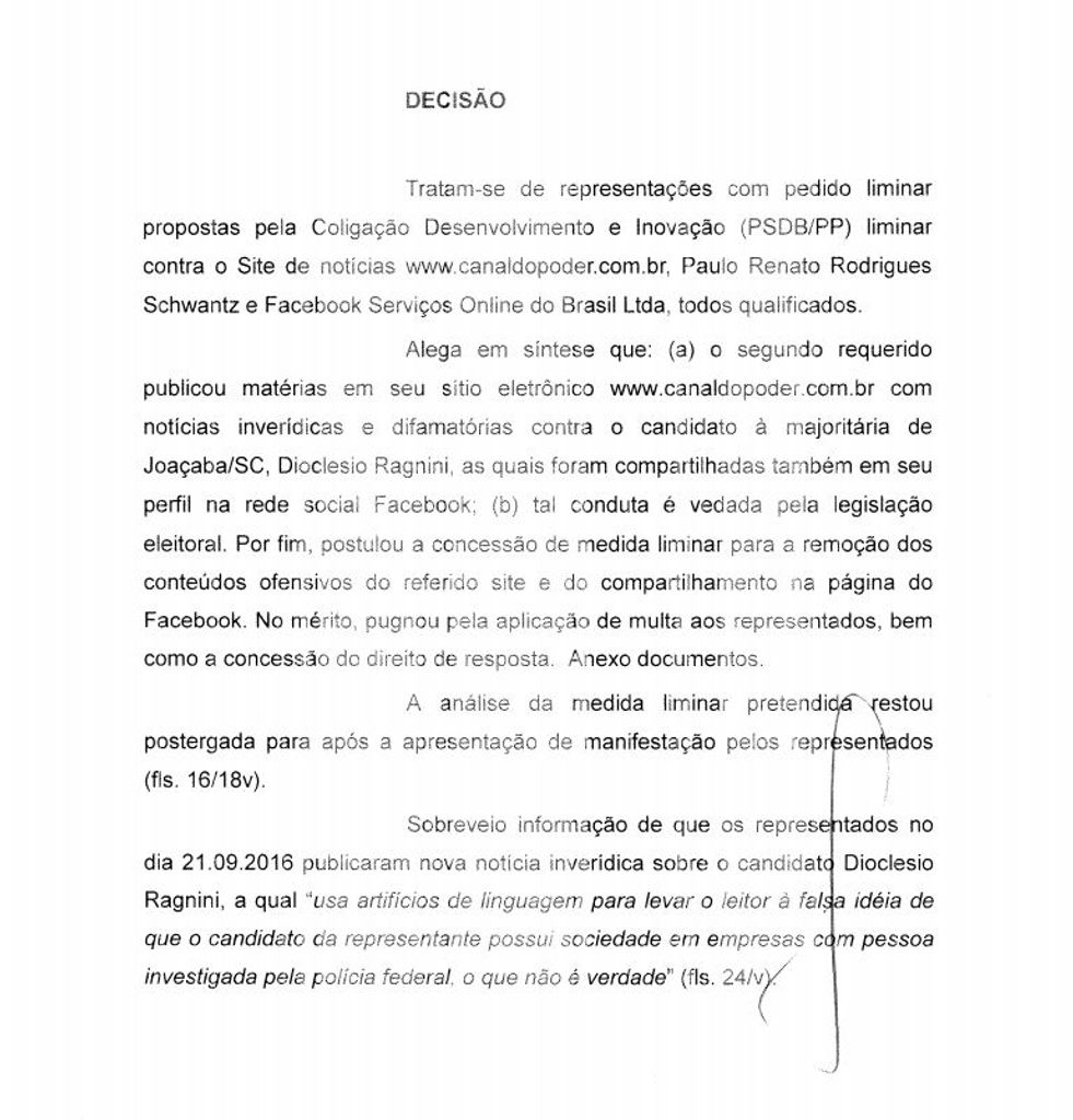 Coligação tem liminar negada para retirada do ar de conteúdo postado em blog