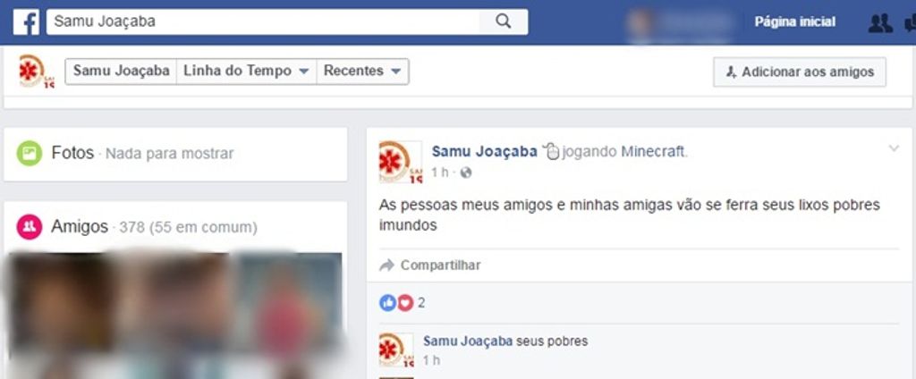 SAMU Joaçaba alerta para perfil falso com nome do serviço no Facebook