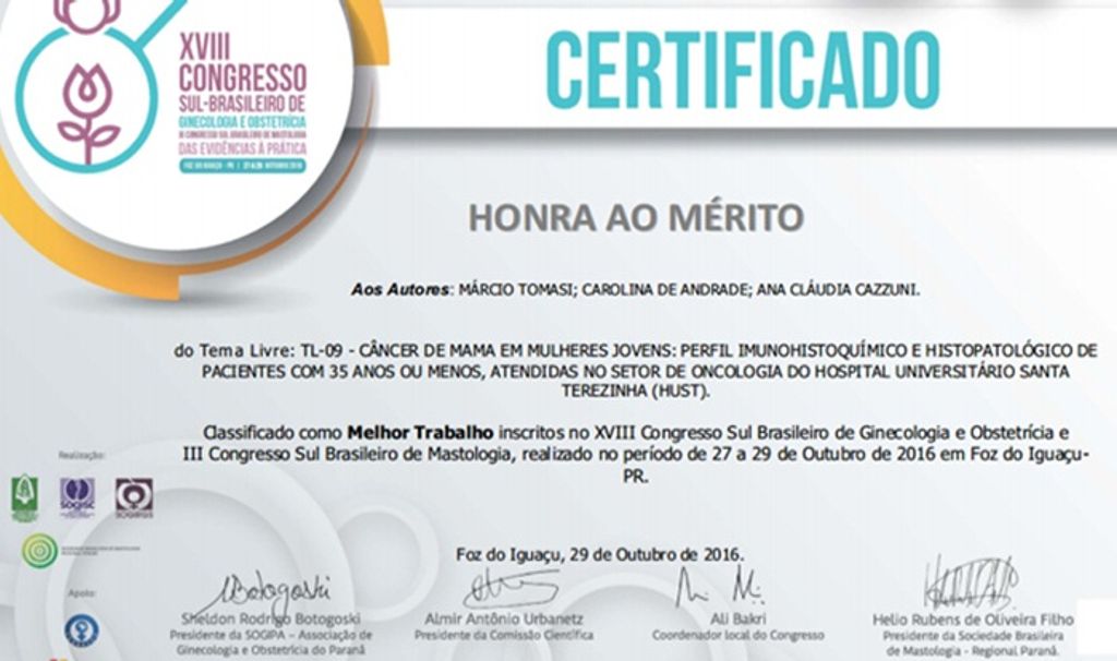 Pesquisa da Unoesc está entre as melhores no Congresso Sul-Brasileiro de Ginecologia e Obstetrícia