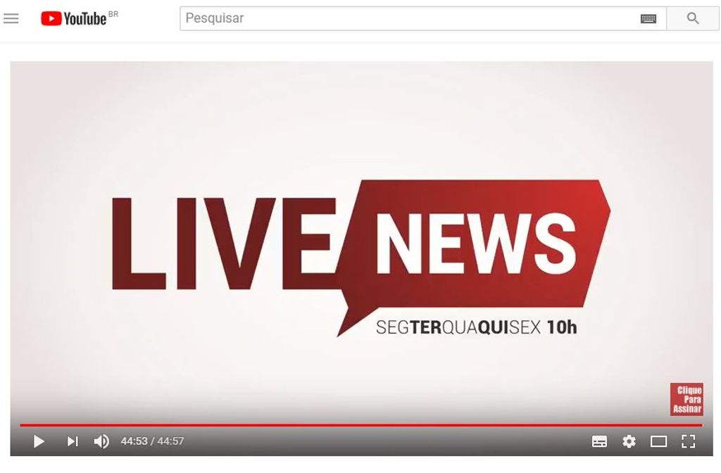 Live News agora também no Youtube