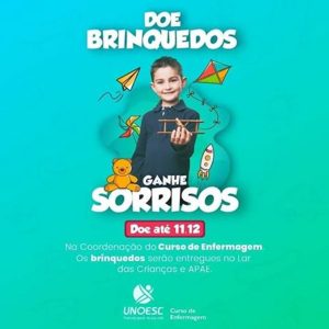 Curso de Enfermagem da Uneosc está arrecadando brinquedos