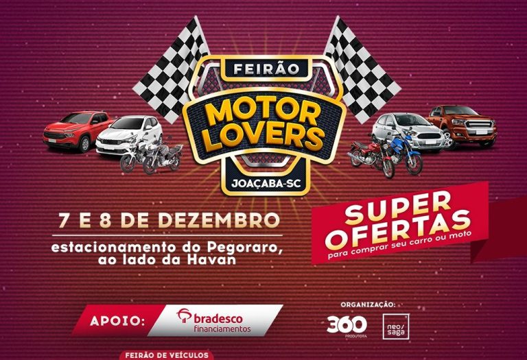 Mega Feirão Motor Lovers acontece neste final de semana, 7/12 e 8/12, em Joaçaba!