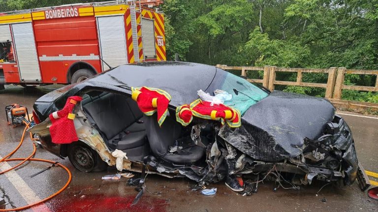 Violenta colisão deixa três pessoas feridas na SC-150 entre Joaçaba e Lacerdópolis