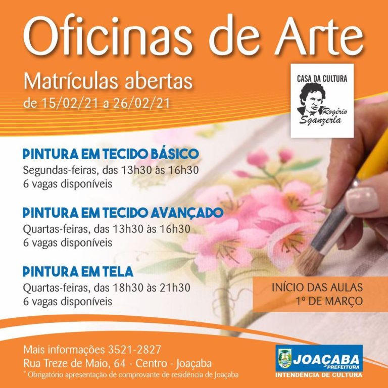Intendência de Cultura retorna as oficinas de arte presenciais na Casa da Cultura Rogério Sganzerla