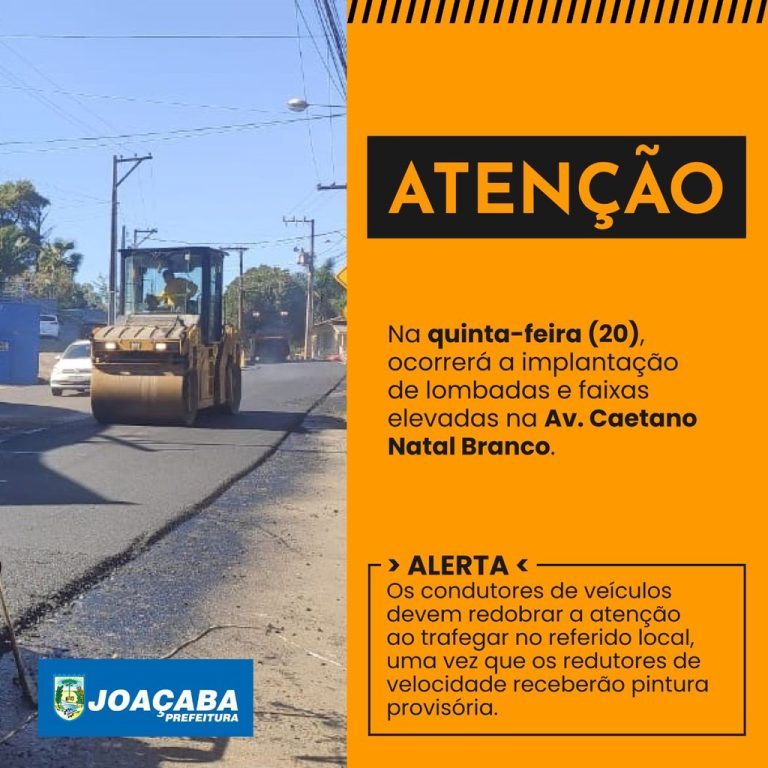 Implantação de lombadas e faixas elevadas na Caetano Branco exigirá atenção dos motoristas