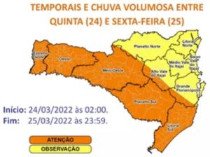 Ciclone pode provocar temporais em SC com risco de vendavais acima de 100 km/h