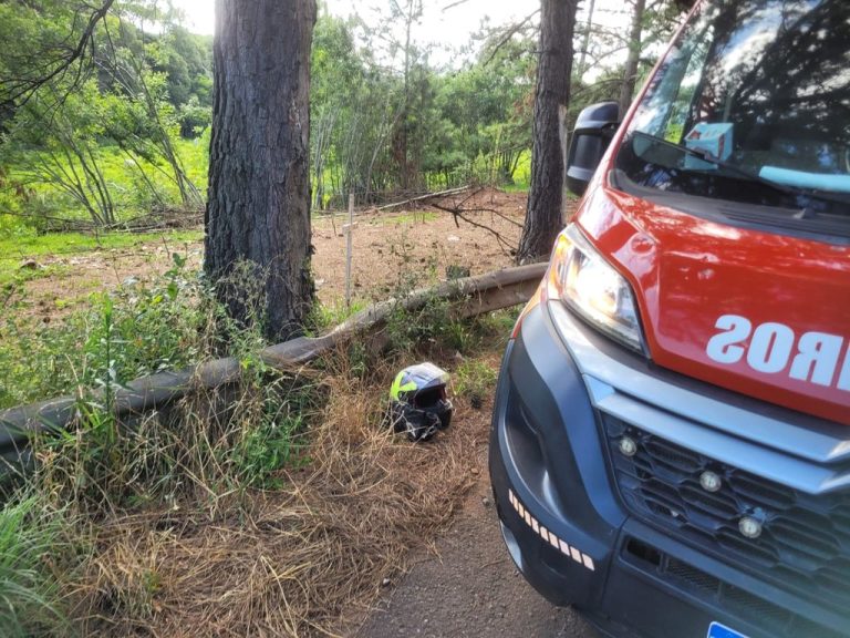 Motociclista fica ferido após colidir em árvore na SC-135