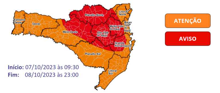 Defesa Civil divulga novo alerta de chuvas para este sábado e domingo; confira