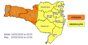 Riscos de temporais e chuva intensa prosseguem até a noite desta terça, alerta Defesa Civil