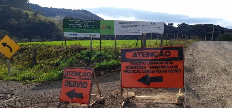 SC-465 será interditada de segunda a quarta-feira, devido avanços em obra