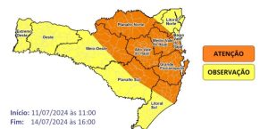 Fim de semana ainda será de chuva em Santa Catarina