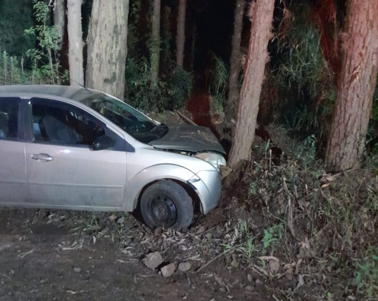 Duas pessoas ficam feridas em colisão de carro em árvore em Salto Veloso