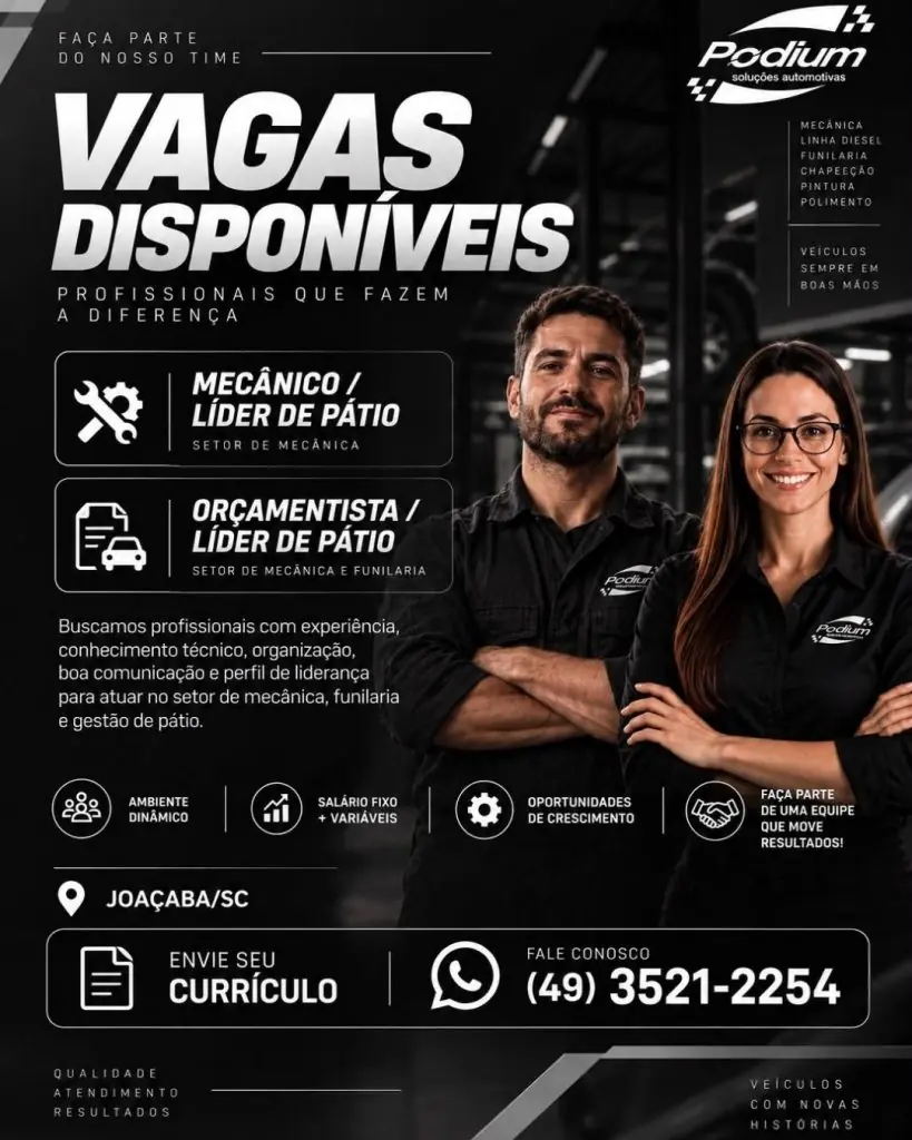 Mecânico/Líder de pátio e Orçamentista